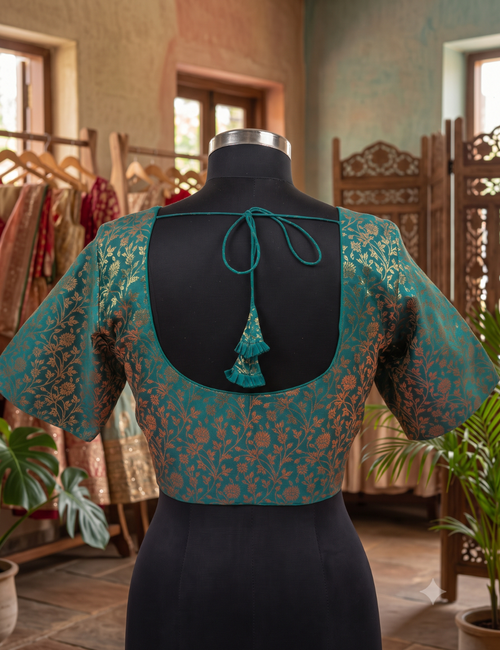 Plus Size Ramar Green Brocade Blouse
