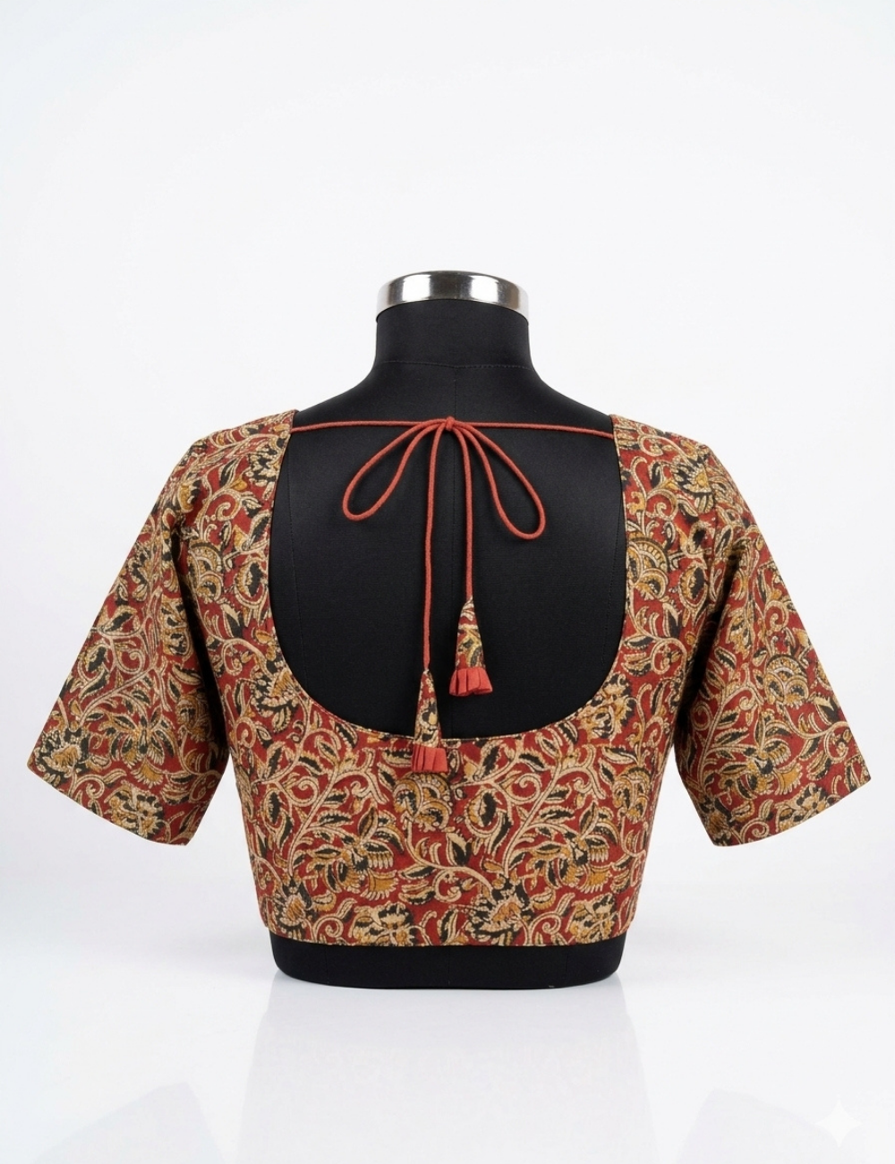 Plus size traditional Rust Red Handcrafted Kalamkari Cotton Readymade Blouse