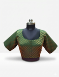 Plus size bottle green Zari brocade readymade Blouse