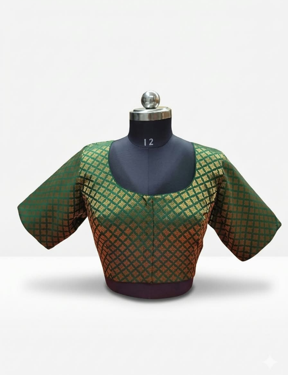 Plus size bottle green Zari brocade readymade Blouse